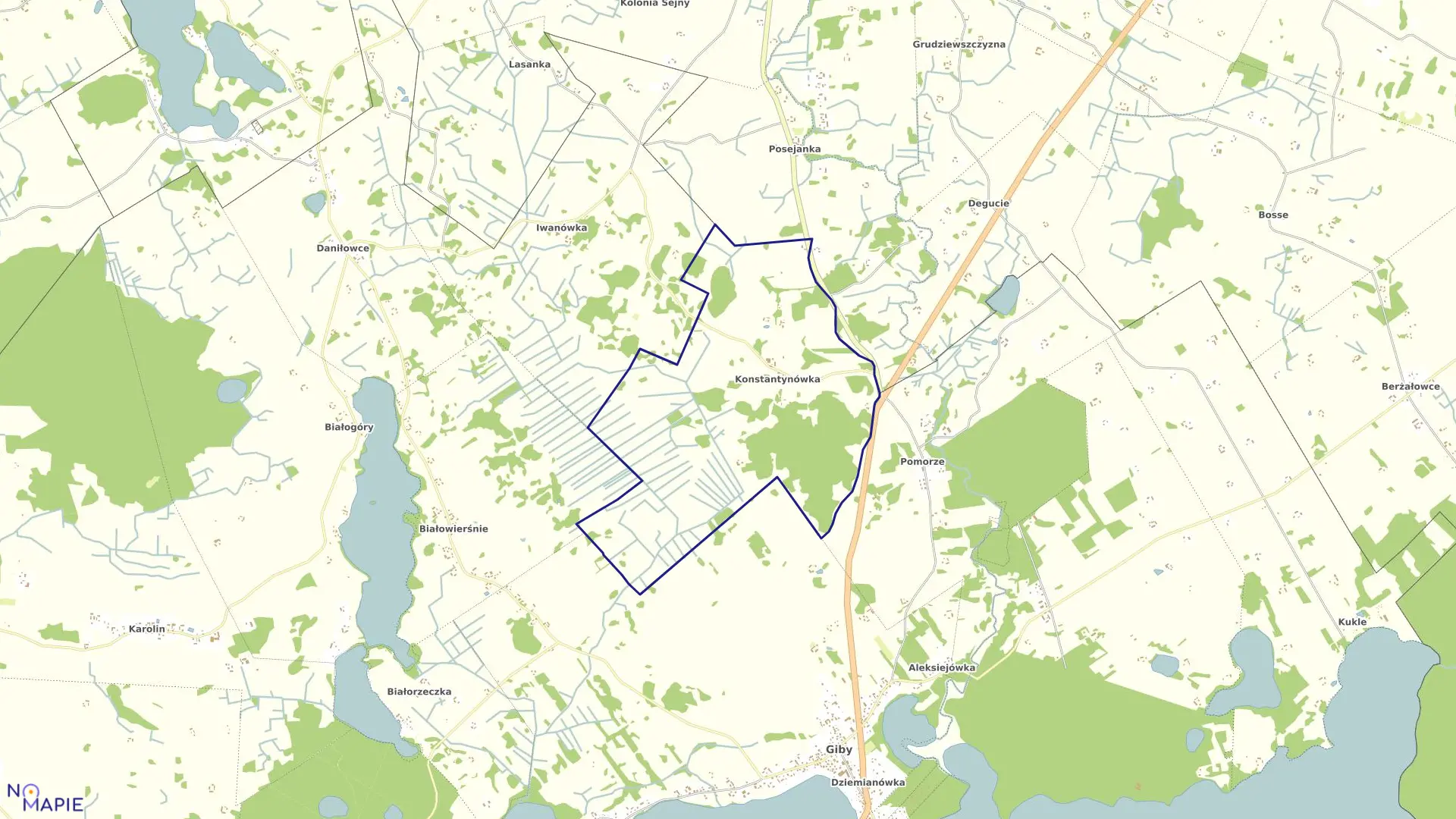 Mapa obrębu KONSTANTYNÓWKA w gminie Giby